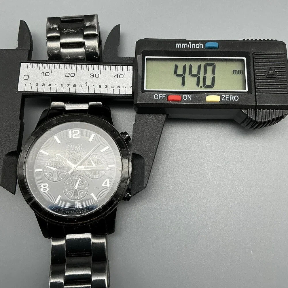 Guess Waterpro Mens Watch 44mm Black Dial Chronograph 100M New Battery 7